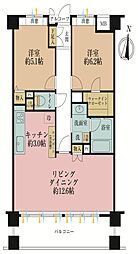 東急ドエルアルス等々力ネクステージ 2LDKの間取図画像