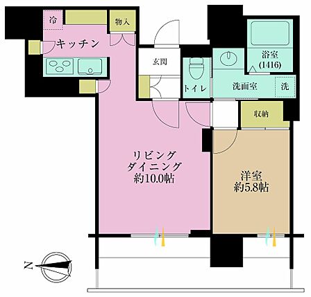 1LDK、専有面積53.16?