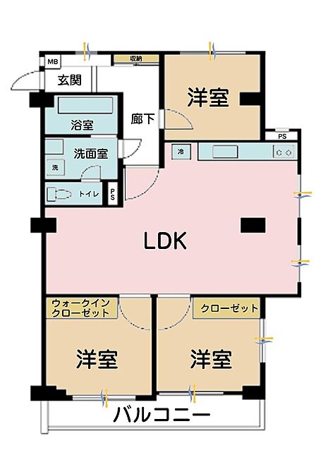 3LDK、専有面積82.95?、バルコニー面積7.39?