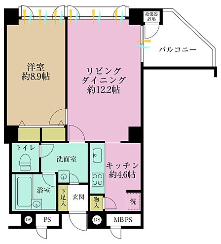 2DK、専有面積57.24?、バルコニー面積6.52?