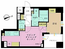 リビオ中野坂上パークフロント 1LDKの間取図画像