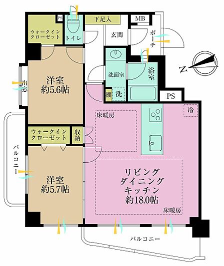 2LDK 間取り