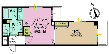1LDK、専有面積39.15?、バルコニー面積6.08?