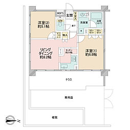 クリオ多摩川ラ・モード 2LDKの間取図画像