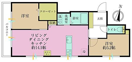 1LDK+S、専有面積46.18?、バルコニー面積4.38?