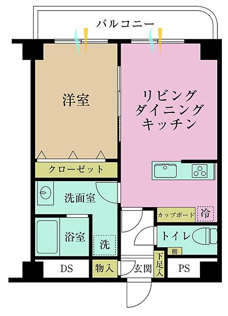 1LDK、専有面積38.34?
