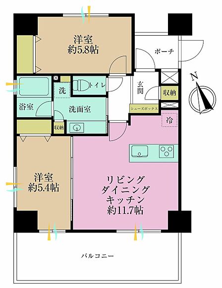 2LDK 間取り