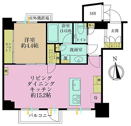 1LDK、専有面積50.8?、バルコニー面積2.95?