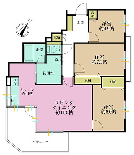 3LDK 間取り