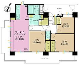 ルナコート等々力 3LDKの間取図画像