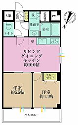 サンハイツ高田馬場 2LDKの間取図画像