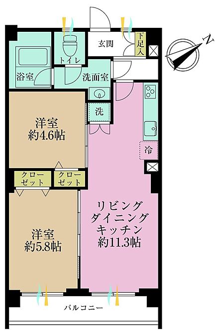 2LDK、専有面積50.32?