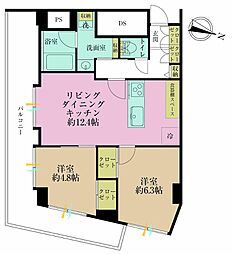 ライオンズマンション駒沢 2LDKの間取図画像