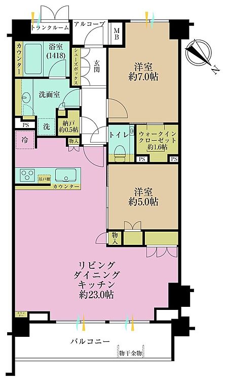 2LDK、価専有面積80.25?、バルコニー面積10.09?