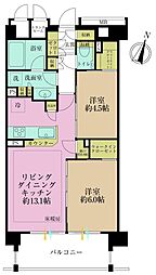 シティハウス下目黒 2LDKの間取図画像