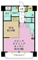 シャンボール第2南品川 1LDKの間取図画像