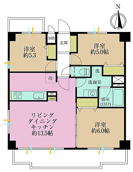 3LDK、価格6799万円、専有面積73.1?、バルコニー面積12.1?