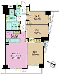 千石パインマンション 3LDKの間取図画像