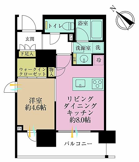 1LDK、専有面積35.38?、バルコニー面積8.5?