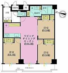 マンション小石川台 3LDKの間取図画像