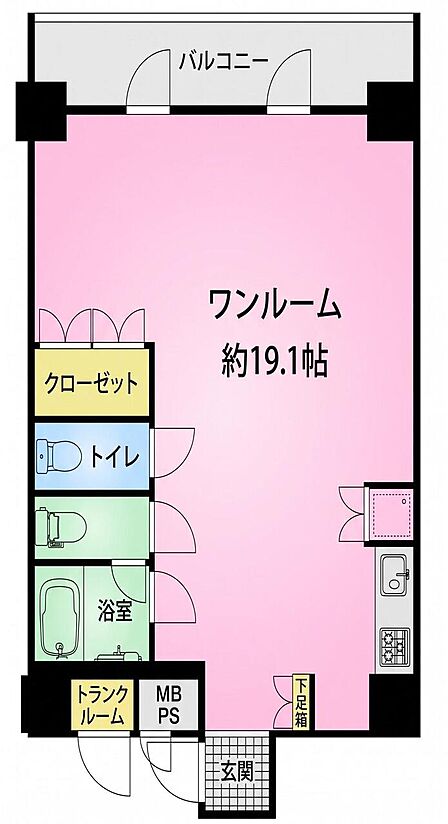 ワンルーム、、専有面積41.85?