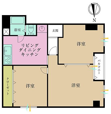 3DK、専有面積55.25?