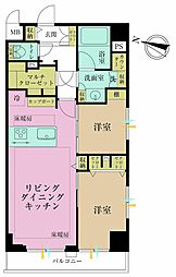 日本橋三越前アムフラット壱番館 2LDKの間取図画像
