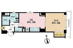 サン麻布十番 1DKの間取図画像