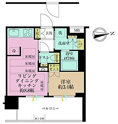 港区芝2丁目マンション 1LDKの間取図画像