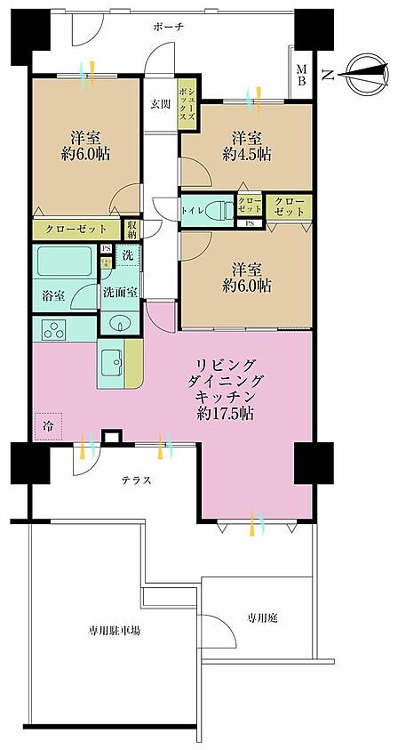 3LDK、専有面積70.25?