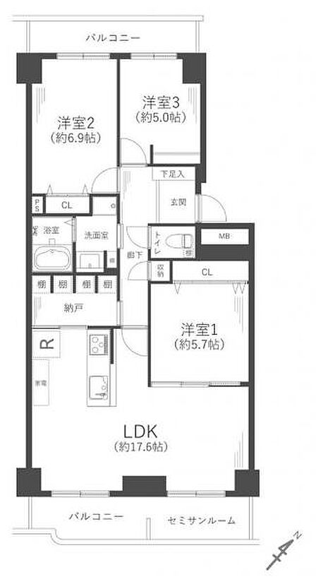 3SLDK 間取り