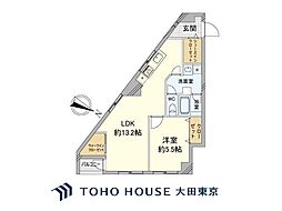 バルミー五反田 1LDKの間取図画像