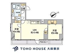 パレトーホー浅草 2LDKの間取図画像