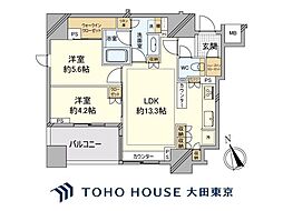 リビオレゾン新橋nex 2LDKの間取図画像
