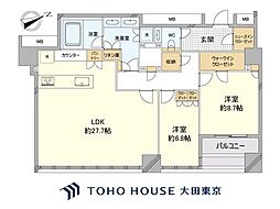 ローレルタワールネ浜松町 2LDKの間取図画像