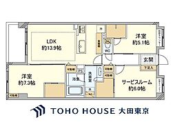 コスモ江戸川中央グレイスフォルム 2SLDKの間取図画像
