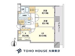 二子玉川ライズタワー&レジデンスタワーイースト 2LDKの間取図画像