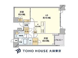 ドゥ・トゥールWEST棟 2LDKの間取図画像