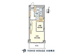 秀和都立大レジデンス 1LDKの間取図画像