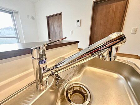 キレイなお水がいつでも、安心して飲める浄水器内蔵型水栓付き。