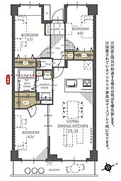 レジデンシャル武蔵浦和ザ・マークプレイス 3LDKの間取図画像