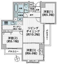 サーパス和光 3LDKの間取図画像