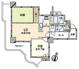 スカイフロントタワー川口 2LDKの間取図画像