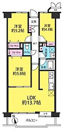 アルス浦和元町 3LDKの間取図画像