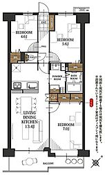 メイツ武蔵浦和 3LDKの間取図画像