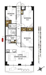 ワコーレ越谷 3LDKの間取図画像