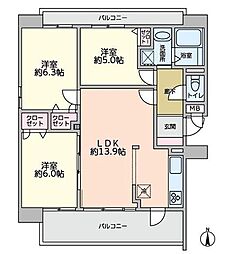 コスモ川口並木元町エグゼ 3LDKの間取図画像