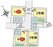 全体区画図。カースペース2台駐車可。
