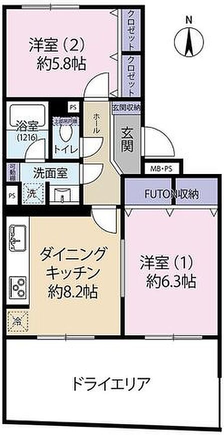 アクセス良い1階の2DK。全居室5.0帖超え+洋室には大型クローゼットあり◎
