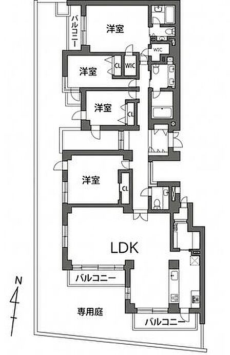 専有面積193m2超え。専用庭は103.9m2の広々空間。デザイン性の高い天然無垢材を使用◎